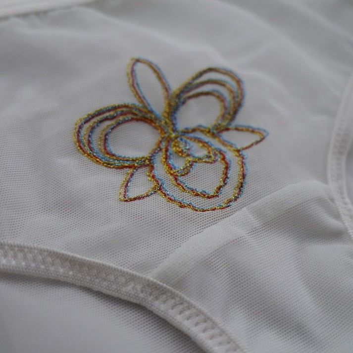 STANDARD PANTY EMBROIDERY POWER NET / WHITE Orchid