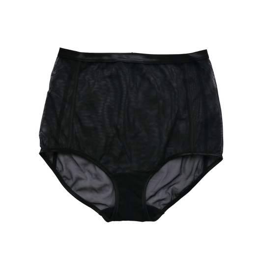 HGH WAIST PANTY<p> EMBROIDERY POWER NET<p> / BLACK Orchid