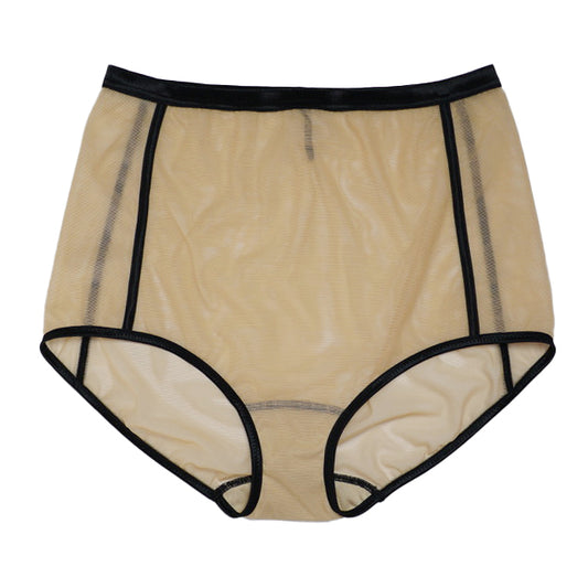 HGH WAIST PANTY   BICOLOR POWER NET / BEIGE AND BLACK