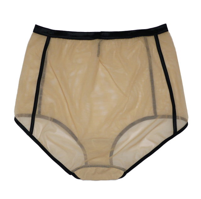 HGH WAIST PANTY   BICOLOR POWER NET / BEIGE AND BLACK