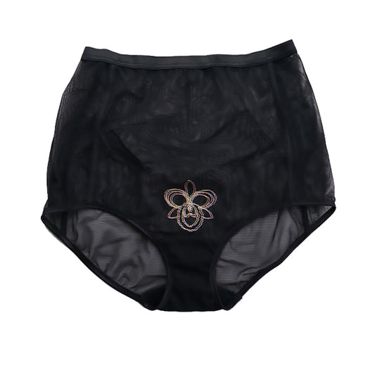 SALE!!! HGH WAIST PANTY EMBROIDERY POWER NET / BLACK Orchid