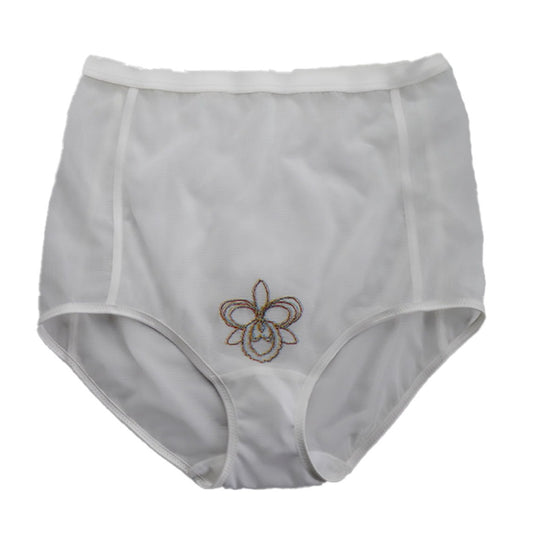 HGH WAIST PANTY<p> EMBROIDERY POWER NET<p> / WHITE Orchid