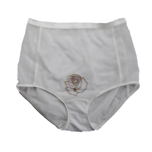 SALE!!! HGH WAIST PANTY EMBROIDERY POWER NET / WHITE Rose