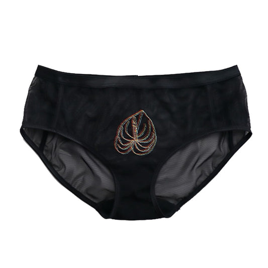 STANDARD PANTY    EMBROIDERY POWER NET / BLACK Anthurium