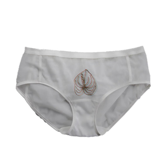 STANDARD PANTY EMBROIDERY POWER NET / WHITE Anthurium