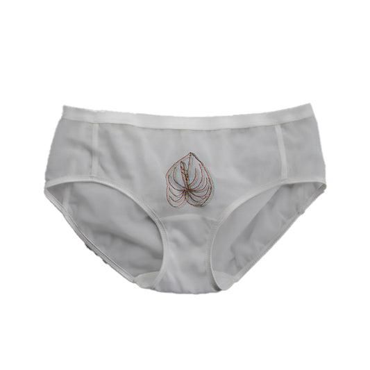 SALE!!! STANDARD PANTY EMBROIDERY POWER NET / WHITE Anthrium