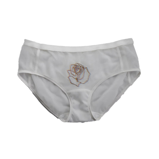 SALE!!! STANDARD PANTY EMBROIDERY POWER NET / WHITE Rose